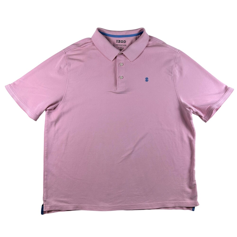 IZOD Polo Shirt Mens 2XLT Pink Advantage Performance Stretch Short Sleeve Logo